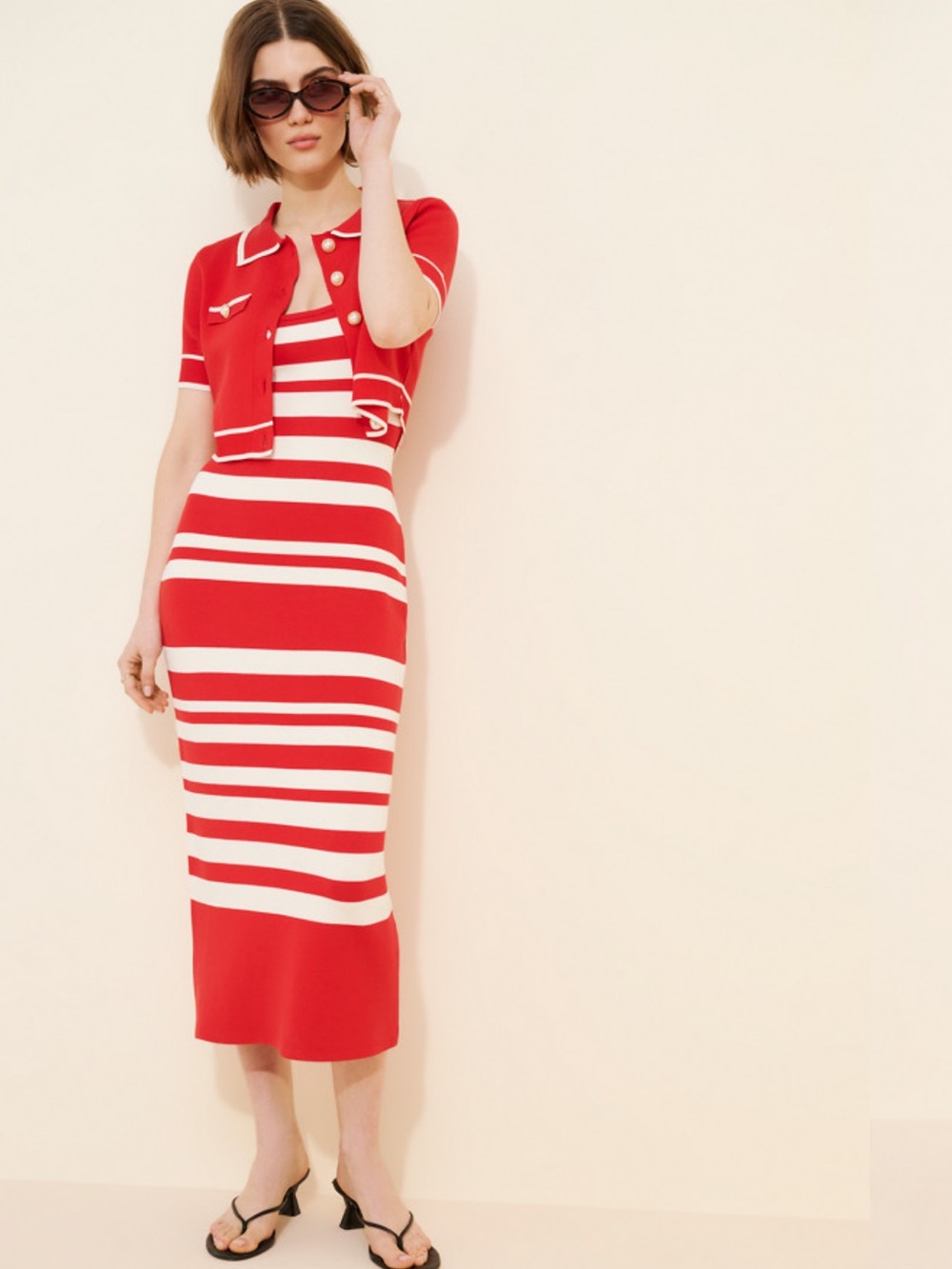 Maeve Bare Slim Stripe Twofer Dress